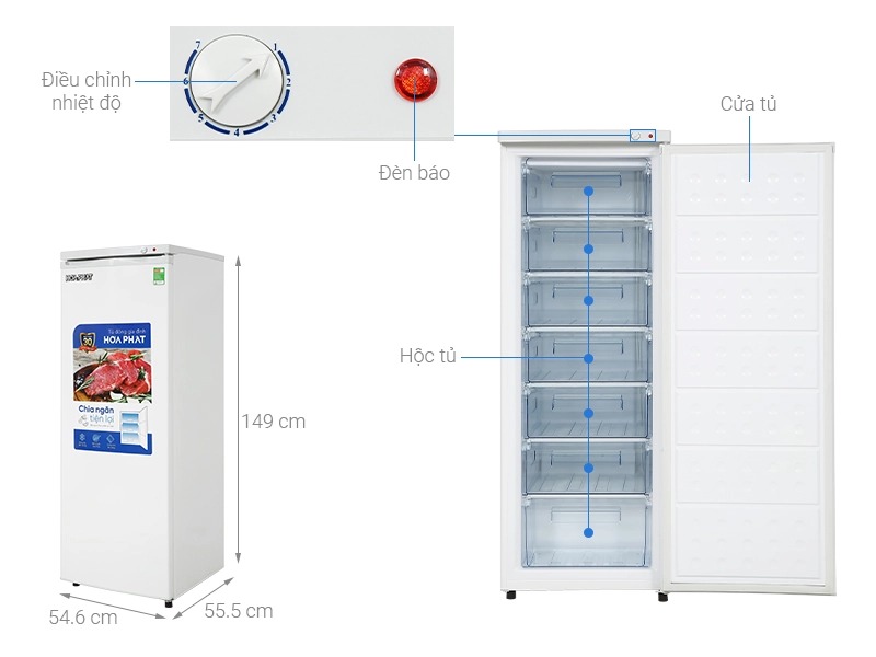 Tủ bảo quản Hòa Phát dạng đứng 208 lít HPF-UAH6208
